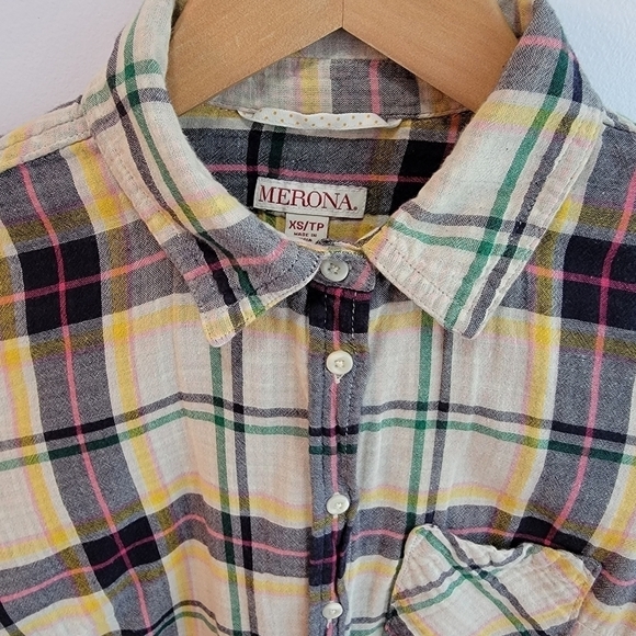 Merona Plaid  Button Blouse Size XS - Picture 3 of 4